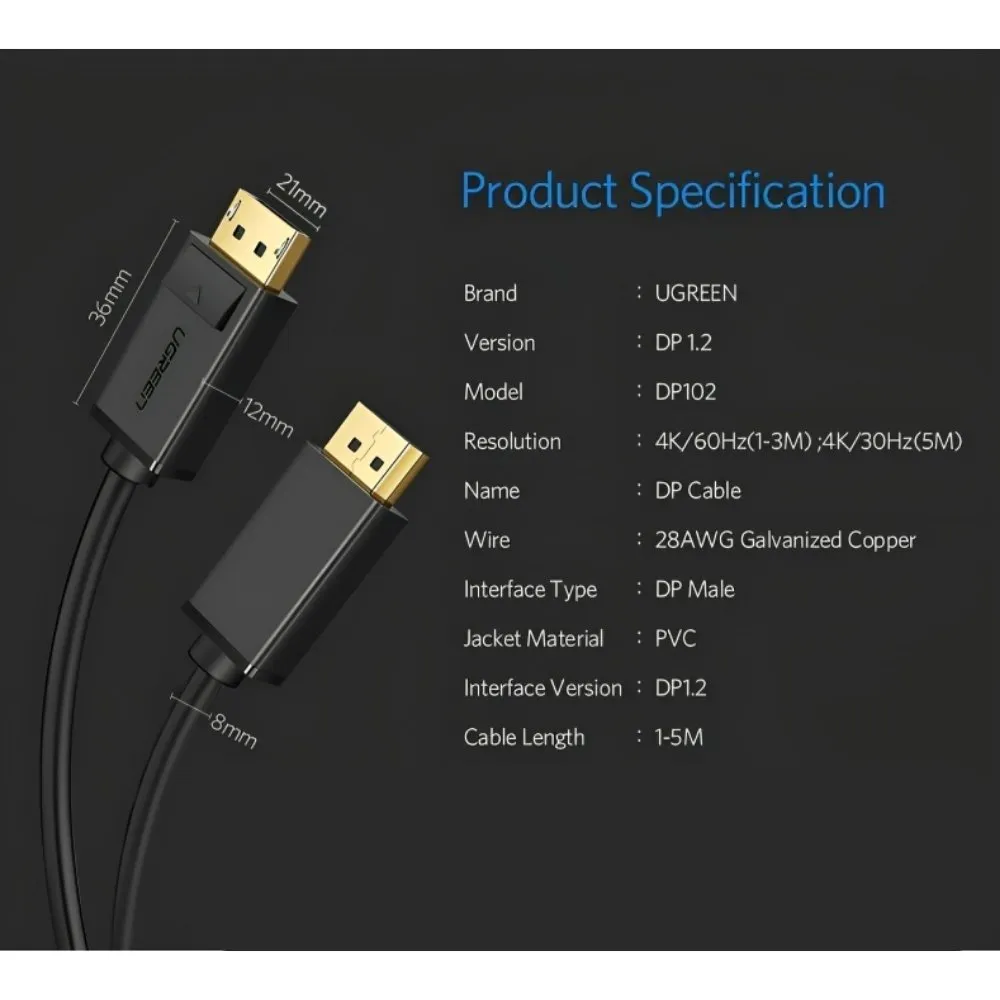 UGREEN DP Male to Male Cable 1.5m (Black).webp