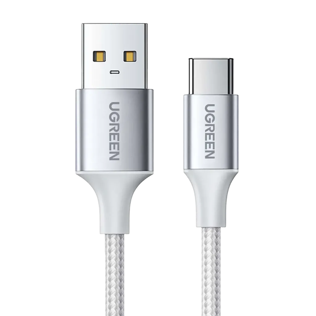 UGREEN 60131 USB-A 2.0 to USB-C Cable Nickel Plating Aluminum Braid 1m (White)