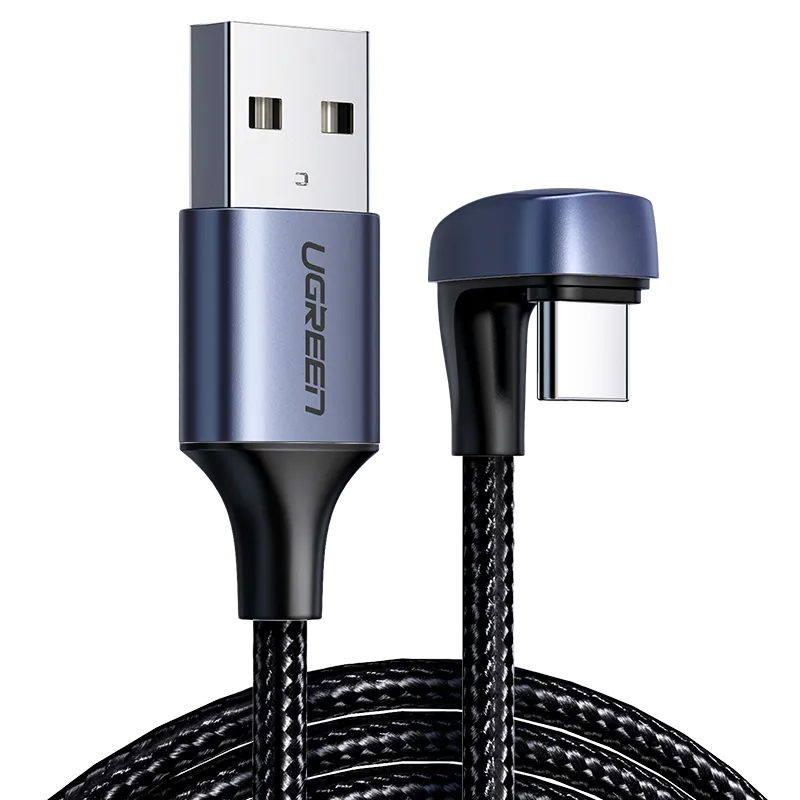 UGREEN 70313 USB 2.0-A to Angled USB-C Cable Aluminum Case with Braided 1m (Black)