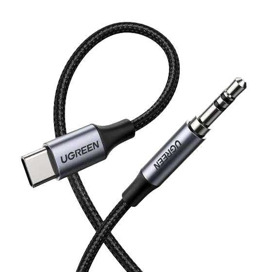 UGREEN 30633 Round USB-C Audio Cable 3.5mm M/M Aluminum Shell 1m Deep Gray