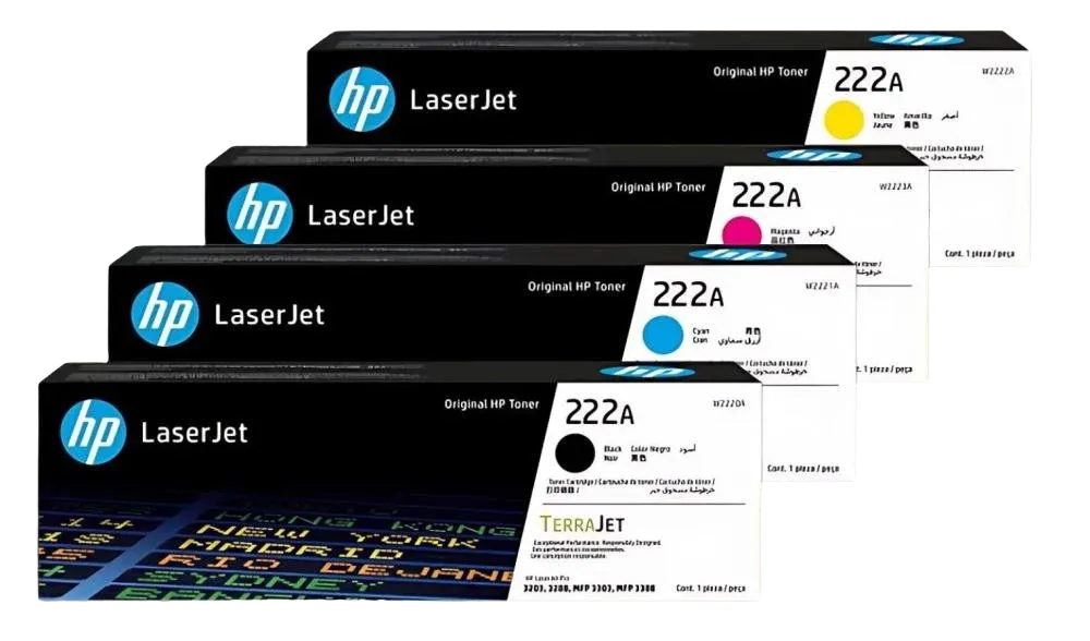 HP 222A Original Color LaserJet Toner Full Cartridge Set (CMYK)  W2220A W2221A W2222A W2223A 