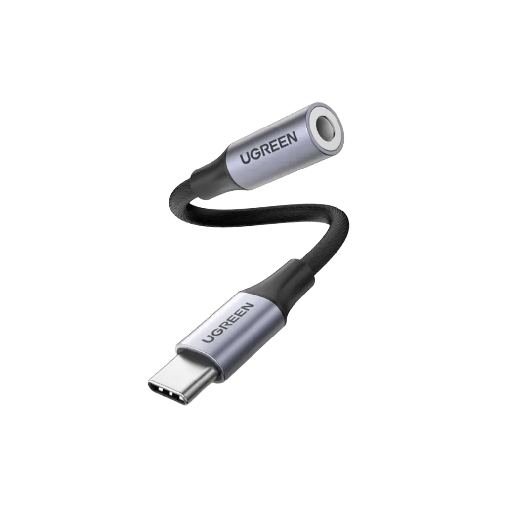 كيبل UGREEN 30632 USB Type C to 3.5mm Female Cable 10cm Gray