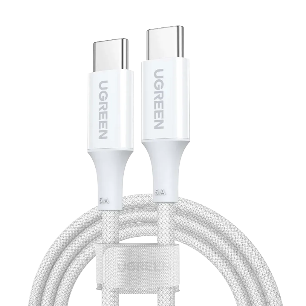 UGREEN 15267 USB-C to USB-C PD Fast Charging Silicone Braided Cable White 1m