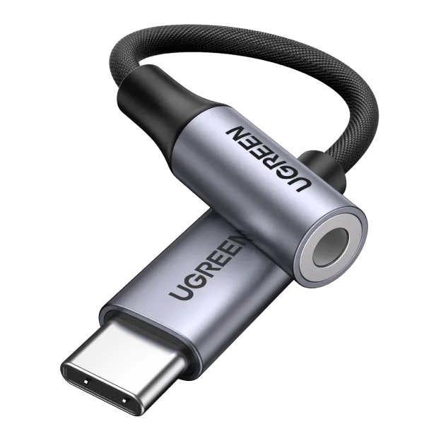 UGREEN 80154 USB-C to 3.5mm M/F Cable Aluminum Shell with Braided 10cm Spac
