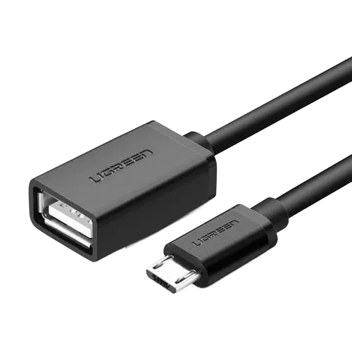 UGREEN 10396 Micro USB Male to USB-A Female Cable with OTG Nickel 15cm