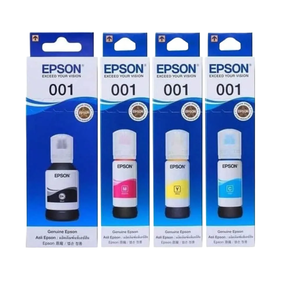 Epson 001 EcoTank Ink Bottle 4-Color Set (Black, Cyan, Magenta, Yellow)