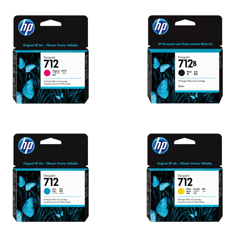 HP 712 Original Ink Cartridge 4-Pack (CMYK)