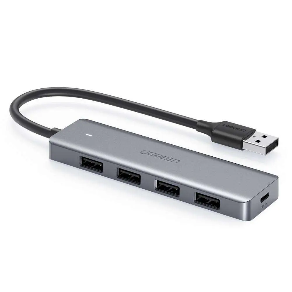 UGREEN 50985 4-Port USB 3.0 Hub + Powered by Micro USB, Metal Plated Shell 