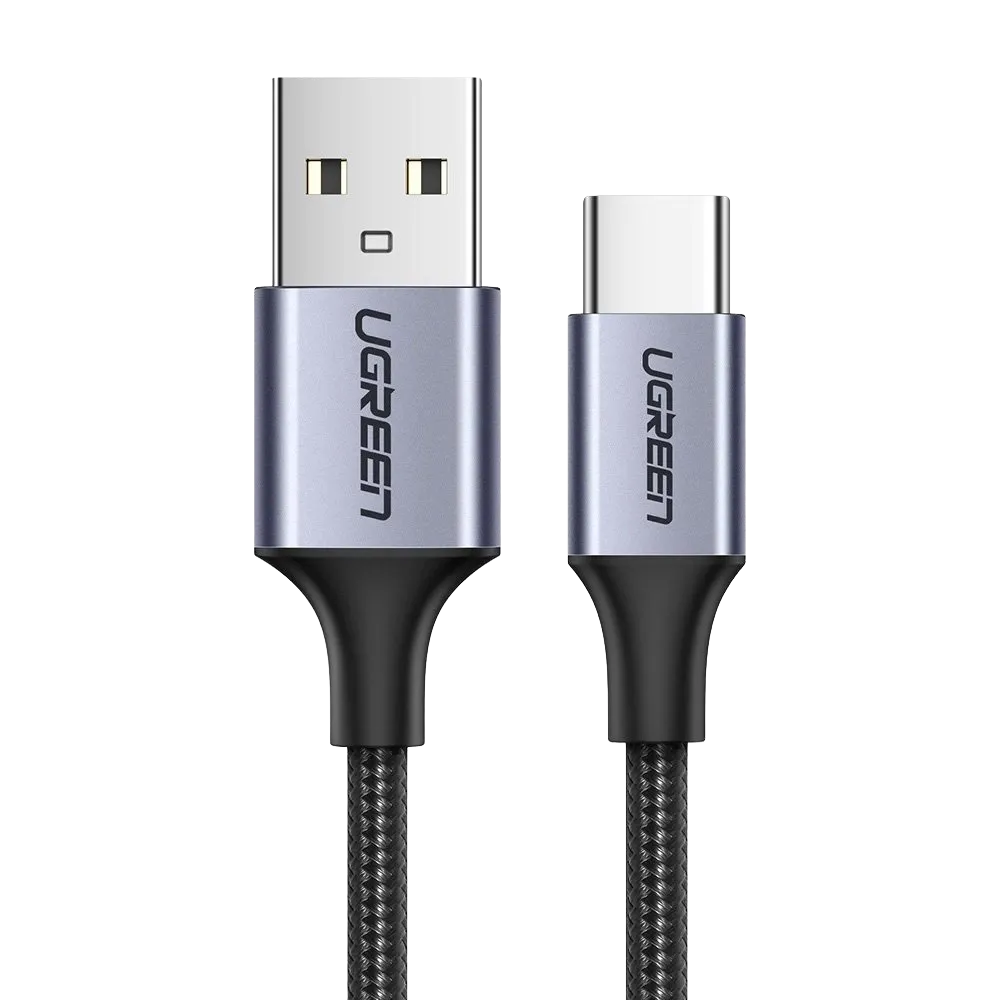 UGREEN 60126 USB-A to USB-C Braided "Cable (Nickel Plating) - 1m "Black