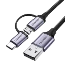 UGREEN 30875 USB-A to Micro USB and USB-C 2-in-1 Cable - 1m Black