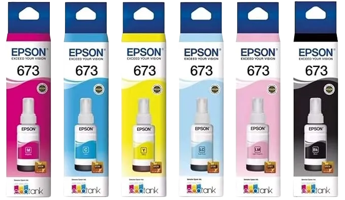 Epson T673 Ink 6-color ink set (Black, Cyan, Magenta, Yellow, Light Cyan, Light Magenta)