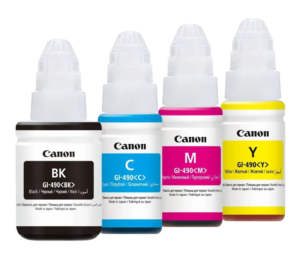 Canon GI-490 Original Ink Bottle Set – Black/Cyan/Magenta/Yellow