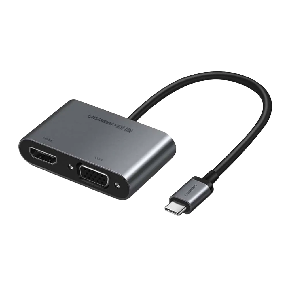 UGREEN 50505 USB-C to HDMI + VGA +USB 3.0 Adapter with PD Space Gray